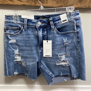 Judy Blue Shorts NWT Size Medium 6-8 Eyelet Lace Patch Distressed